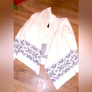 Ralph Lauren cream snowflake wrap cardigan Nwt fall fair isle print knit casual